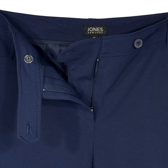 Jones New York SZ 12 Dress Pants Flat Front Zip-Fly Stretch High-Rise Navy Blue - Picture 3 of 7